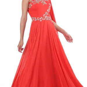 CORAL ONE SHOULDER GOWN