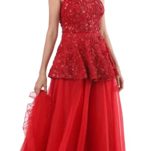 RED PEPLUM SHARARA SUIT