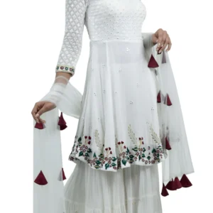 WHITE PEPLUM SHARARA SUIT