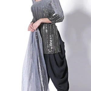 RIMJHIM BLACK OMBRE SEQUINS SUIT