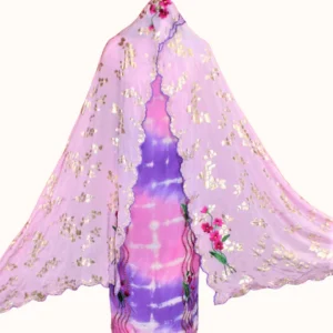 Purple And Pink Tie Dye Suit And Light Pink Dupatta