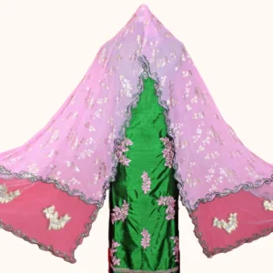 Green Full Suit With Lavender Georgette Chiffon And Net Mix Dupatta