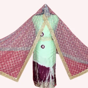Pista Green Tie Dye Full Suit With Net Dupatta