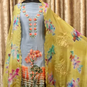 Greay Tie Dye Full Suit With Tabbi Silk Tie Dye Dupatta-1264
