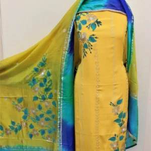Yellow Full Suit With Tabbi Silk Tie Dye Dupatta