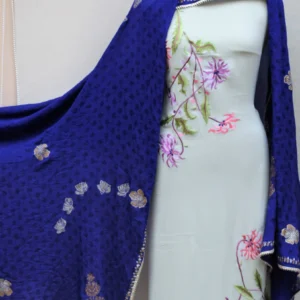 Light Gray Full Suit With Chinon Chiffon Dupatta