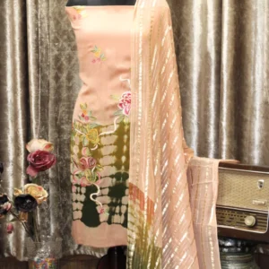 Peach Tie Dye Full Suit With Tie Dye Dupatta-1622