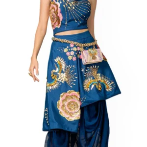 BLUE ASSYMETRICAL JUMP SUIT