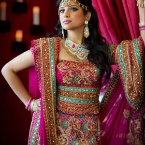 Embroidered Woven Silk Lehenga