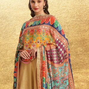 Multicolour Digitally Printed Pakistani Mirror Work Dupatta