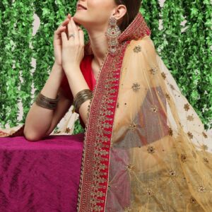 Bridal & Wedding Wear Net Dupatta with Heavy Border