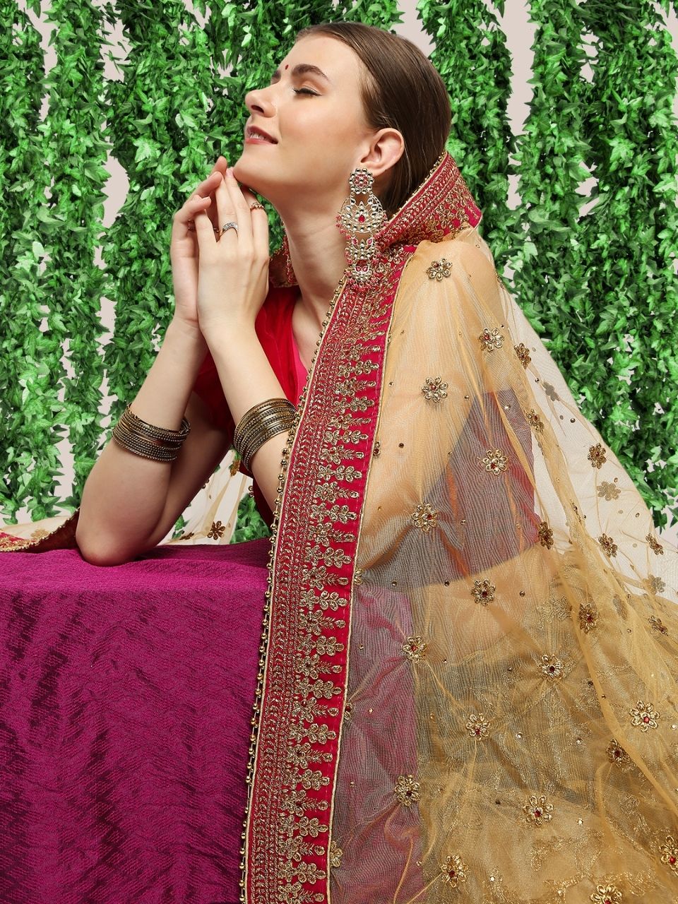 Bridal & Wedding Wear Net Dupatta with Heavy Border