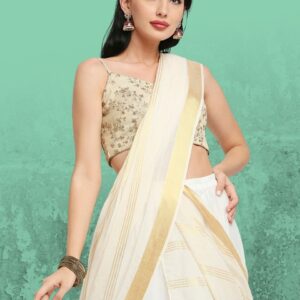 Cream Cotton Dupatta with Zari Stripes