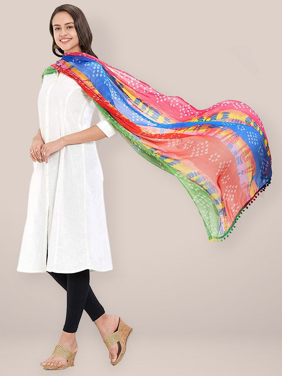 Multicoloured Printed Chiffon Dupatta