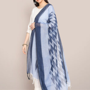 Navy Blue Ikat Pure Cotton Dupatta
