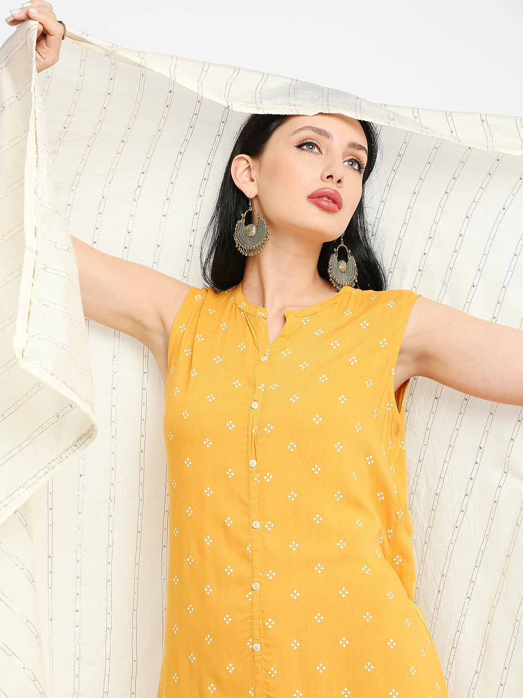 Striped Cream Dupatta with Zari and Sequins