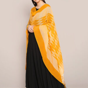 Mustard Ikat Pure Cotton Dupatta