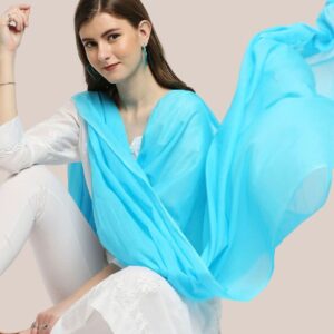 Sky Blue Solid Pure Cotton Dupatta