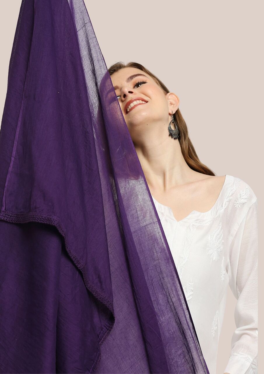 Violet Pure Cotton Dupatta