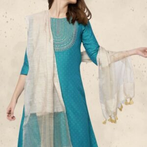 Linen Dupatta with Organza Border and Tassels