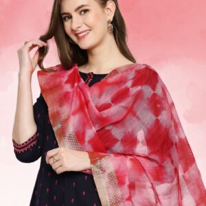 Pink Tie and Dye Blended Silk Dupatta
