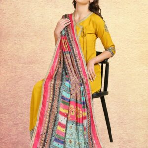 Digitally Printed Multicoloured Pakistani Chinnon Dupatta with Mirror Work
