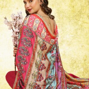 Digitally Printed Multicoloured Pakistani Chinnon Dupatta with Mirror Work