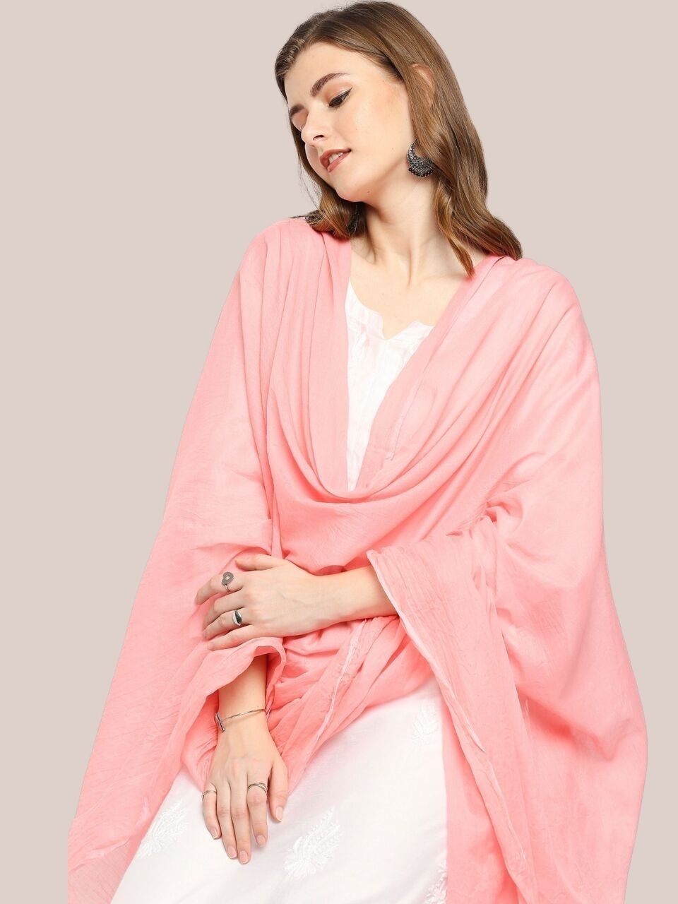 Blush Pink Pure Cotton Dupatta