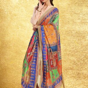 Multicolour Digitally Printed Pakistani Mirror Work Dupatta